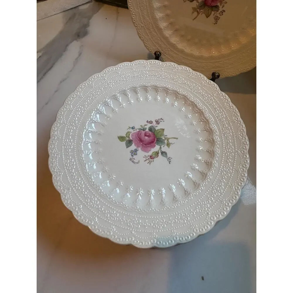 Vintage Set - Spode England Billingsley Rose Tea Party Luncheon Plates (6)